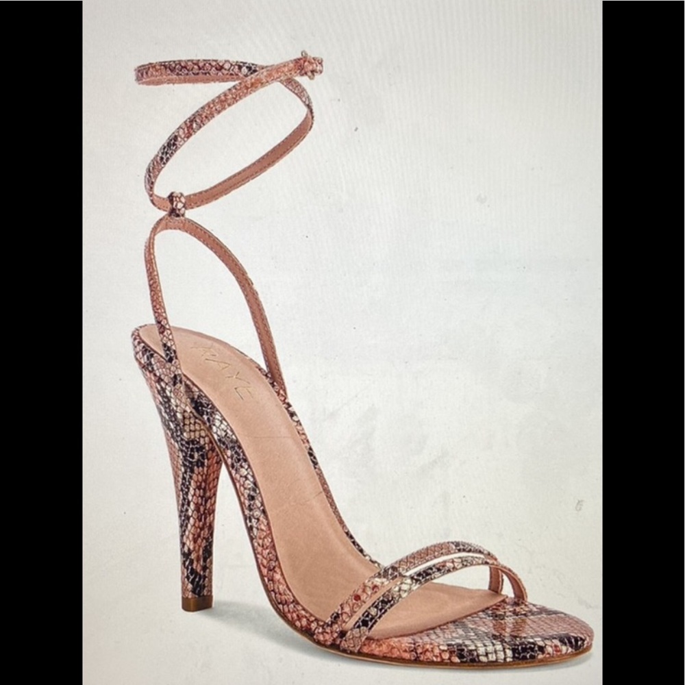 RAYE X Revolve Clara Mauve Pink ankle wrap heels pumps Snake 8